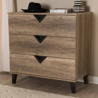 Baxton Studio Wales-3DW-Chest Wales Modern And Contemporary Light Brown Wood 3-Drawer Chest